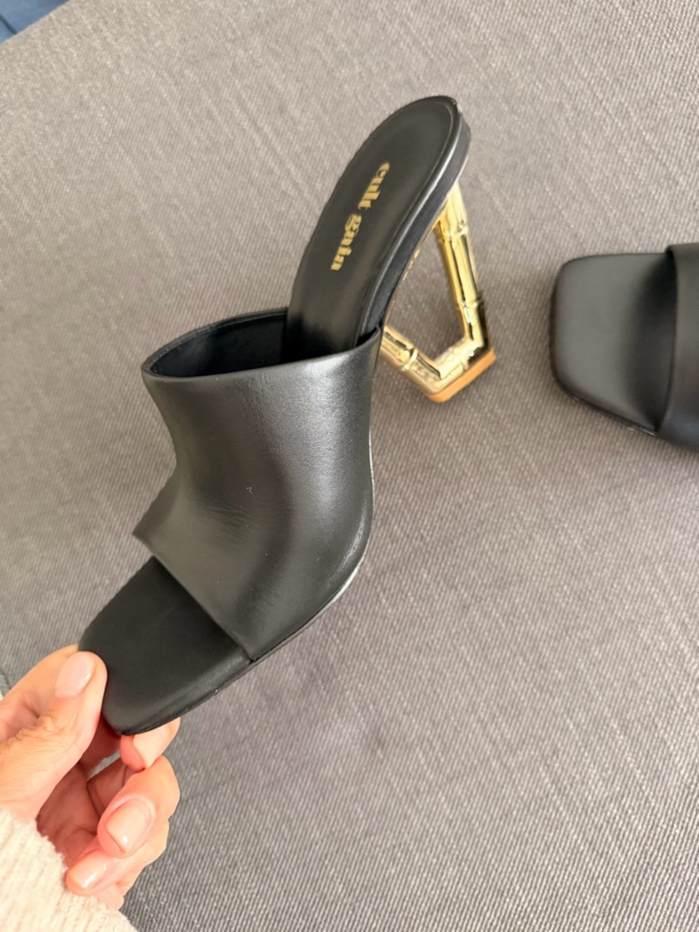 Cult Gaia Astraea mule size 38 black bamboo heel - Picture 5 of 9
